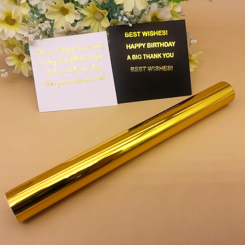 JBQUEEN Metallic Hot Foil Roll, 5M(Length) X19.5CM(Width) Laser Toner Reactive Foil Roll,Use Laminator Laser Printer,Paper Holographic Heat Transfer Craft Foil For Handmade Craft Accessories-Golden - Image 3
